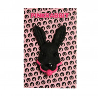 Брошь Pink Rabbit Черный кролик с розовым кляпом, на магните