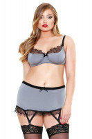 Комплект белья Fantasy Lingerie Eyelash lace Bra Set серый,  XL-XXL