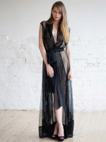 Халат Opium Luxury, черный, M/L