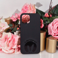 Чехол Pink Rabbit на iPhone 12/12 Pro с черным кроликом