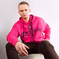 Толстовка Pink Rabbit, розовая с велюровым крестом, размер L